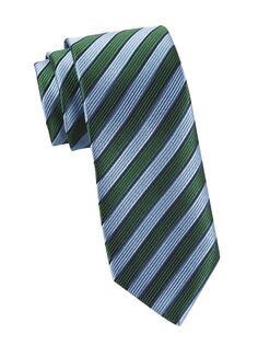 Полосатый шелковый галстук Barrell Charvet, зеленый