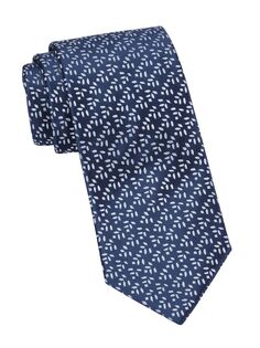 Шелковый галстук из плетеных листьев Charvet, синий