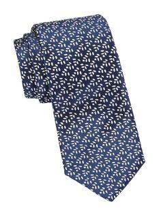 Шелковый галстук из плетеных листьев Charvet, белый