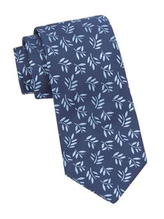 Большой плетеный шелковый галстук из виноградных листьев Charvet, синий