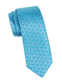 Шелковый галстук с геометрическим рисунком Fleur Charvet, синий