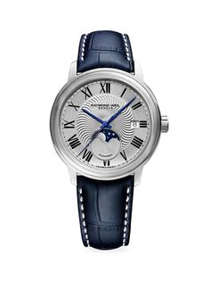 Maestro Часы Maestro Moonphase с кожаным ремешком Raymond Weil, синий