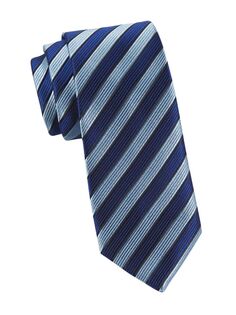 Полосатый шелковый галстук Barrell Charvet, синий