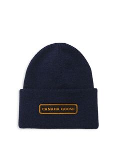 шапка-бини в рубчик с логотипом Canada Goose, нави
