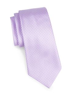 Шелковый жаккардовый галстук с геометрическим рисунком Emporio Armani, сиреневый