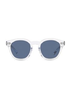 Круглые зеркальные солнцезащитные очки Rorke 47 мм Oliver Peoples, синий