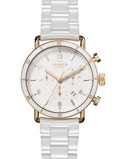 Часы Canfield Sport из нержавеющей стали и керамики Shinola, белый