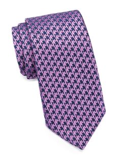 Шелковый жаккардовый галстук в ломаную клетку Charvet, фиолетовый
