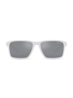 Прямоугольные солнцезащитные очки 58 мм Prada Sport, белый