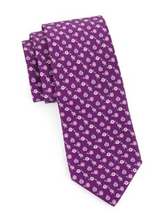 Шелковый галстук с принтом сафари FERRAGAMO, фиолетовый