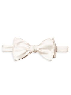 Шелковый жаккардовый галстук-бабочка с завязками в горошек Eton, белый