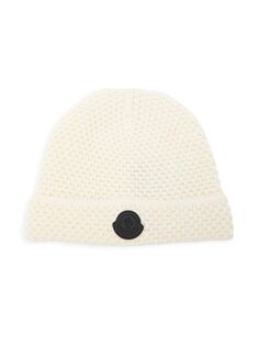 Шерстяная шапка-бини с логотипом Moncler, белый