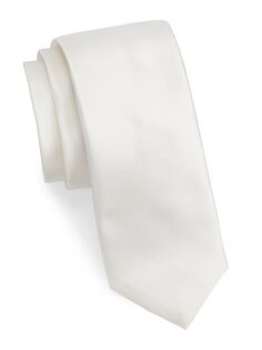 Однотонный шелковый галстук Saks Fifth Avenue, слоновая кость