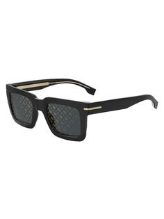 Прямоугольные солнцезащитные очки из ацетата 51 мм BOSS, черный