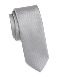 Формальный узкий шелковый галстук Saks Fifth Avenue, серебряный