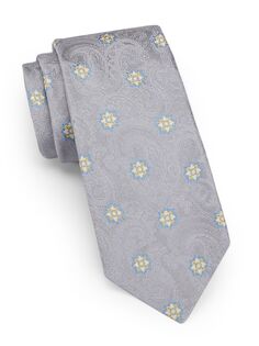 Жаккардовый шелковый галстук с цветочным принтом Kiton, серый