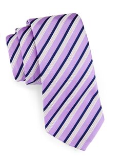 Шелковый жаккардовый галстук в полоску Emporio Armani, сиреневый