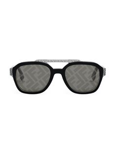 Солнцезащитные очки 52MM с геометрическим логотипом Fendi, серый