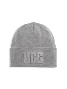 Вязаная шапка с 3D-логотипом UGG, серый