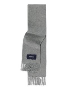 Шерстяной шарф с бахромой Jacquemus, серый
