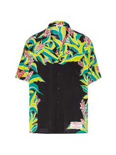 Шелковая рубашка для боулинга с принтом вулкана Valentino, разноцветный