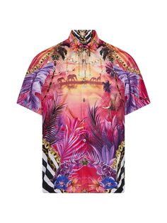 Рубашка на пуговицах с короткими рукавами и принтом тропических слонов Hotel Franks By Camilla