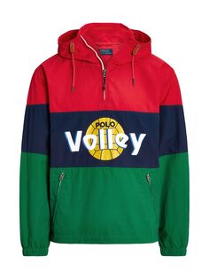 Куртка для волейбола с цветными блоками и молнией до половины Polo Ralph Lauren, зеленый