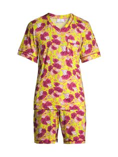 Пижама Bella из смесового хлопка с цветочным принтом Cosabella, желтый