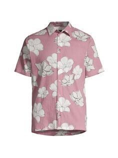 Рубашка из жатого хлопка с цветочным принтом Coving Ted Baker, розовый