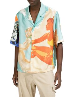Шелковая рубашка с принтом на пуговицах Bally, разноцветный