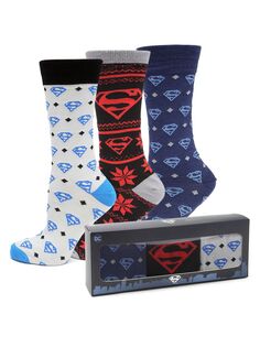 Носки Супермена, комплект из трех пар Cufflinks, Inc., разноцветный