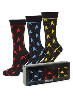 3 пары носков вязки интарсия Star Trek Cufflinks, Inc., разноцветный