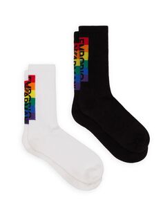 Набор из двух пар носков с радужным логотипом Emporio Armani, разноцветный