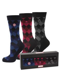 3 пары носков с ромбами Marvel Cufflinks, Inc., разноцветный