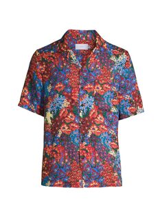 Рубашка с цветочным принтом Onia, разноцветный