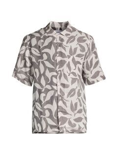 Рубашка из смесовой льняной ткани Leaf Onia, серый