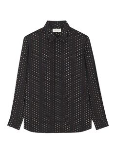 Классическая рубашка Yves Collar из крепдешина в горошек Saint Laurent