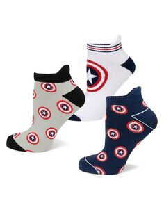 3 пары носков до щиколотки «Капитан Америка» Cufflinks, Inc., разноцветный