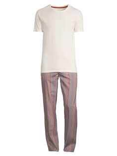 Пижамный комплект из двух частей: футболки и полосатых брюк Paul Smith, разноцветный