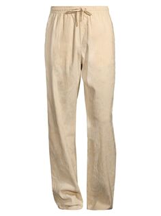 Жаккардовые брюки Barocco из потертого денима Versace, бежевый