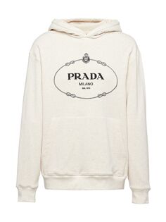 Худи из хлопкового флиса Prada, бежевый