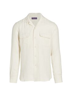 Текстурированная льняная рубашка Ralph Lauren Purple Label, кремовый