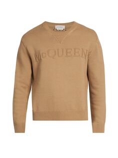 Хлопковый свитер с логотипом Alexander McQueen, бежевый