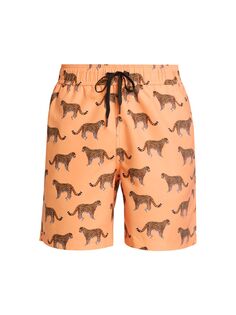 Леопардовые шорты для плавания Saks Fifth Avenue, оранжевый