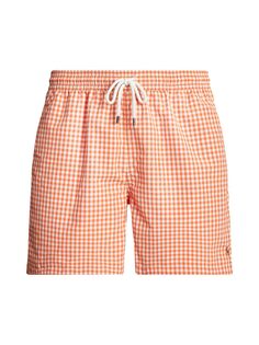 Клетчатые шорты для плавания Polo Ralph Lauren, оранжевый