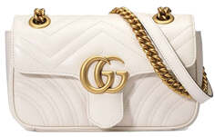 Клатч GUCCI GG Marmont Series кожаный миниатюрный, белый/золотой