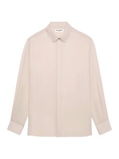 Рубашка с воротником из твила Saint Laurent, розовый
