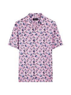Рубашка с коротким рукавом с принтом Bugatchi, розовый