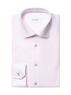 Рубашка Slim-Fit из фактурной однотонной ткани Eton, розовый