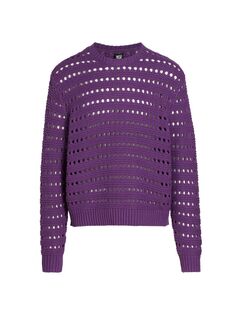 Приталенный свитер ажурной вязки NSF, фиолетовый